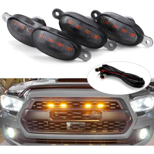 4pcs Car LED Front Grille Light Raptor Style Grill Smoke LED Amber white Lamp for Ford F150 2004-2019 for Ford Raptor 2004-2019