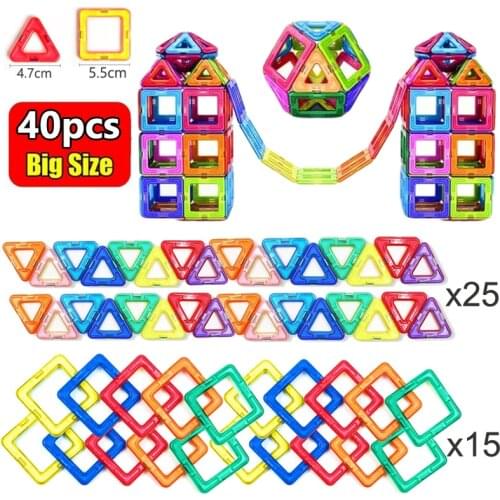 40PCS Big Size Magnetic Designer Magnet Building Blocks Accessories Educational constructor Toys For Children