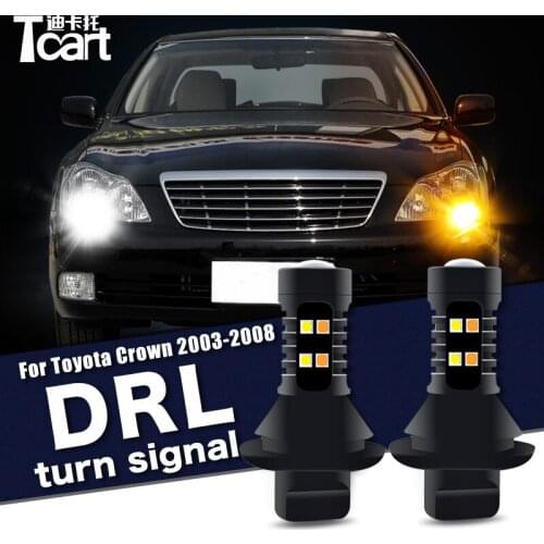 Car accessories For Toyota Crown Royal (S180) 2003-2008 Led Daytime Running Light turn drl 2in1