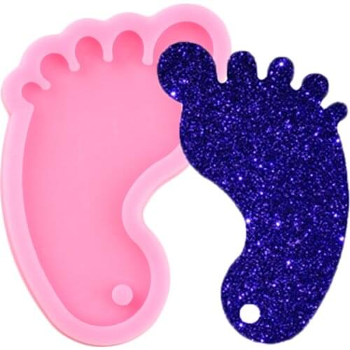 Shiny Glossy Foot Shape Necklace Jewelry Epoxy Silicone Mould Crafting Keychain Pendant Polymer Clay Resin Molds