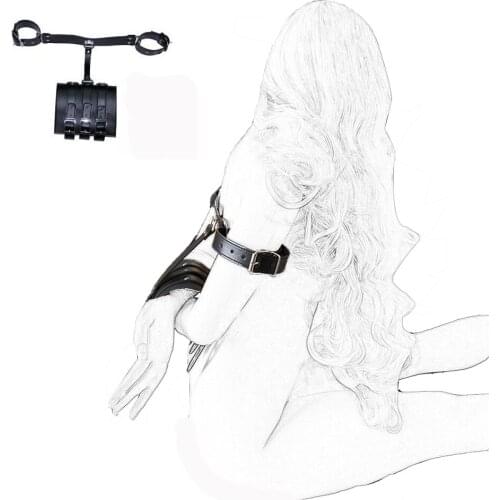 CamaTech Adjustable PU Leather Bondage Arms Binder Handcuffs Restraint BDSM Wrist Cuffs Harness Bondage Fetish Slave Adult Games