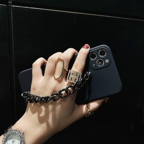 Straight-edge Wrist Chian Strap Phone Case For iPhone 12 11Promax 11Pro XSMAX XR 7 8Plus Soft Silicon Bracelet Cases Cover Couqe