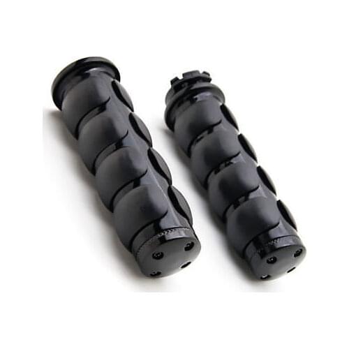 Black 1" 25mm Handlebar Hand Grips For Honda Suzuki Kawasaki Chopper Cruiser Touring Scooter