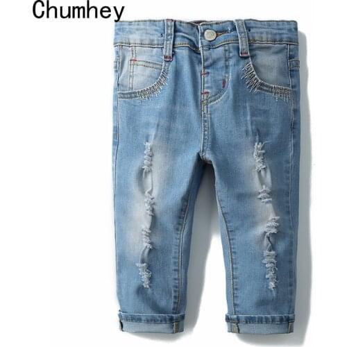 Chumhey 0-8T Top Quality Spring Kids Jeans Children Pants Boys Girls Denim Trousers broken hole Child Clothing Boys Clothes
