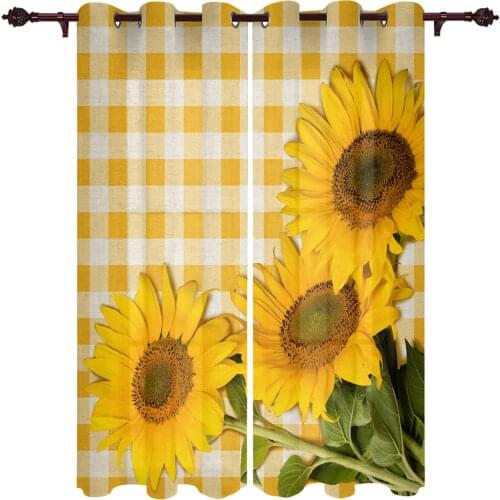Baby Bedroom Curtains Sunflower Yellow Plaid Living Room Hanging Curtains Balcony Kitchen Study Modern Window Treatments