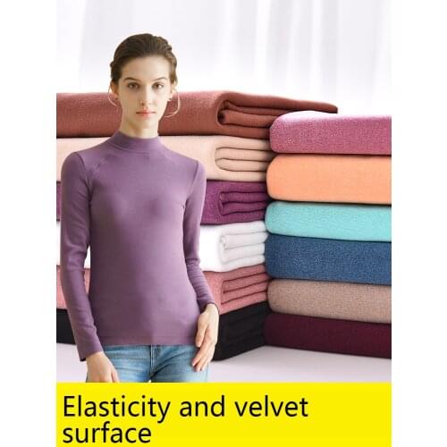 Elastic Jersey Knit Fabric To Keep Warm Flannelette Thickened Underwear for Pajamas Home Clothing Sewing Brocade Dark Blue White