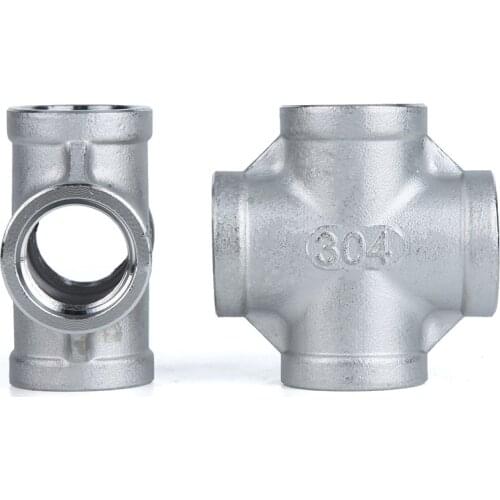 Stainless Steel 304 1/8" 1/4" 3/8" 1/2" 3/4" 1" 1-1/4" 1-1/2" SS304 Female BSP Thread Pipe Fitting 4 way Equal Cross Connector