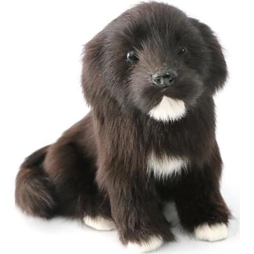 Simulated Cute Small Black Dog Home Car Desktop Photography Props Decor Toy Gift Stuffed Animal Doll Kids Shop Decoration