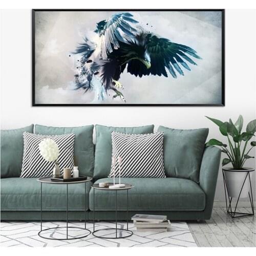 Modern Abstract Watercolor Brid Eagle Landscape Oil Painting Print on Canvas Pop Art Animal Poster Wall Picture for Living Room