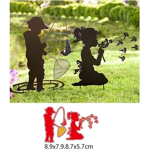 2021 fishing boy Decorative Cards Metal Cutting Dies Stencil for DIY Scrapbooking Album Embossing Paper Cards