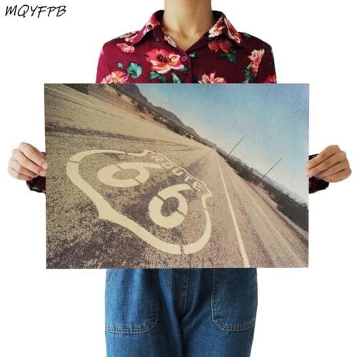 Highway 66 Kraft Paper Poster Home Room Bedroom Wall Decoration Painting Core 50.5x35cm