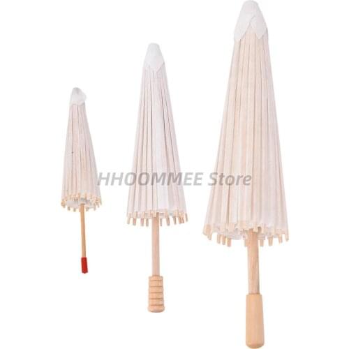 3Size Chinese Paper Umbrella Chinese Traditional White Blank Parasol Kid Painting Drawing DIY Craft Christmas Gift Wedding Decor