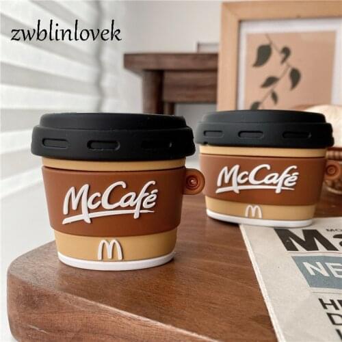 Mcdonaldpods s coffee box for airpods 1 2 pro brand soft silicone wireless bluetooth headset protect cover coke accessories