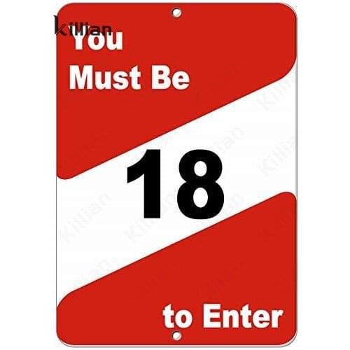 Metal Plaque At The Entrance of The Bar Decor Metal Painting 18 Years Old Can Enter The Metal Poster Tin Sign Home Decoration