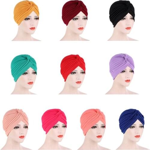Muslim Women Indian Turban Hat Ruffles Hijabs Chemo Cancer Cap Beanie Caps Headwear Head Wrap Women Muslim Scarf Cap Accessories