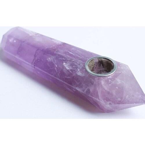 Natural beautiful Lavender purple quartz wand pipe Crystal Point pipe Healing with Filter 4-4.5inches