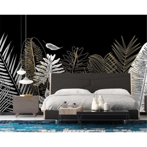 Beibehang Customized Wallpaper Black and White Big Tree Tropical Rainforest Coconut Tree Modern TV Sofa Background Wall 3D Wallp