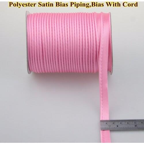 Polyester satin Bias cord tape, Piping tape, satin bias Tape with cord, size: 12mm,1/2" 72yds,DIY hand made sewing item, pink