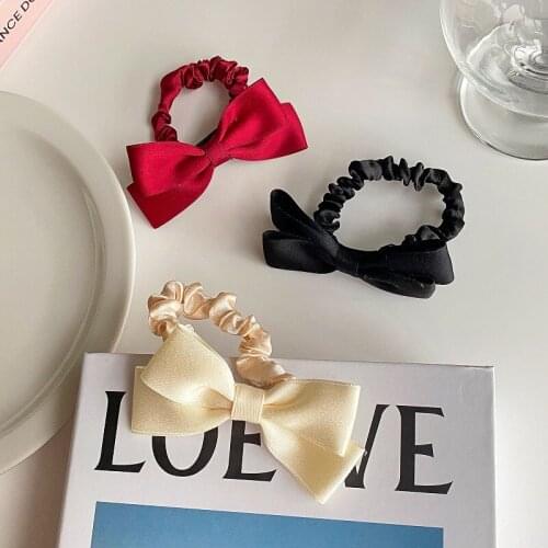 New Chiffon Bowknot Elastic Hair Bands For Women Girls Solid Color Scrunchies Hair Ties Ponytail Holder Headband Hair Accessorie