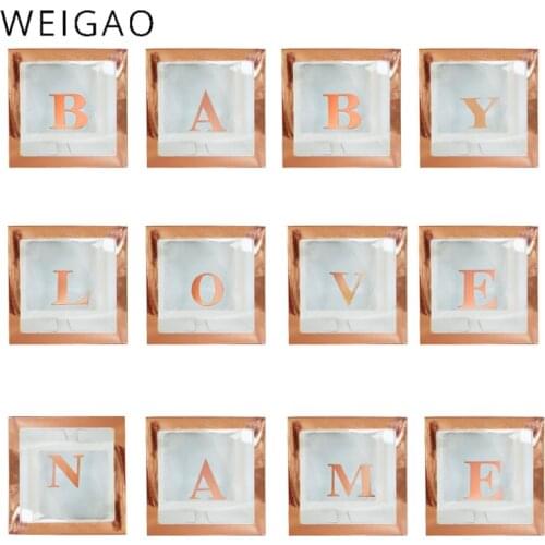 Rose Gold Transparent Box Letter A-Z Baby Name Balloon Box DIY Adult Birthday Party Baby Shower Wedding Engagement Decoration