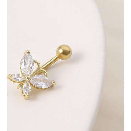 1pc Butterfly Crystal Fashion Stainless Steel Navel Piercing Belly Button Rings Belly Piercing Body Jewelry