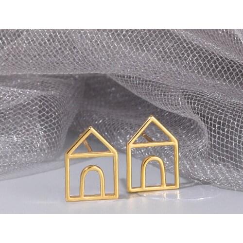 Fashion Handmade Simple Cute House Earrings For Women Stainless Steel Earrings Fashion Party Jewelry Accessories