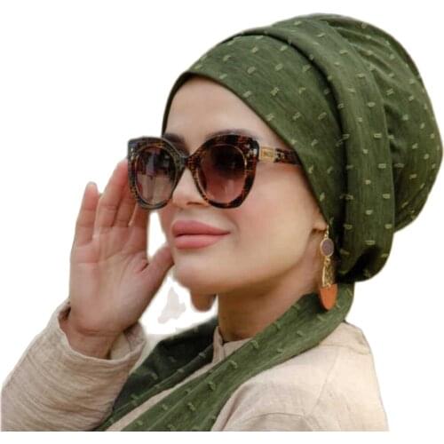 2021 New Elastic Fashion Turban Hat Solid Color Women Warm Winter Head Scarf Bonnet Inner Hijab Cap Muslim Hijab Femme wrap Head
