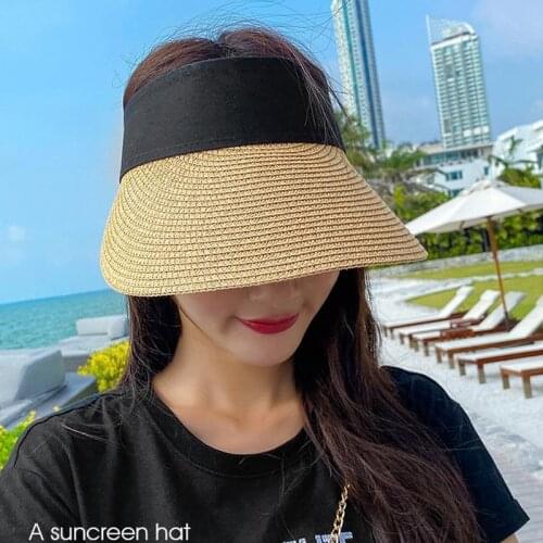 Summer Women Empty Top Sun Hat Panama Women Straw Hat Summer Hat Sun Protection Outdoor Sports Fishing Beach