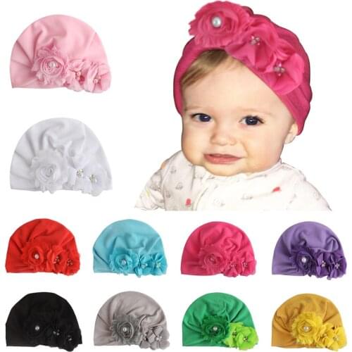 Baby Girl Hat Flower Beanie Hat For Girls Cotton Indian Turban Hats Kids Cap Cute Baby Caps Childrens Hats Caps 10 Colors