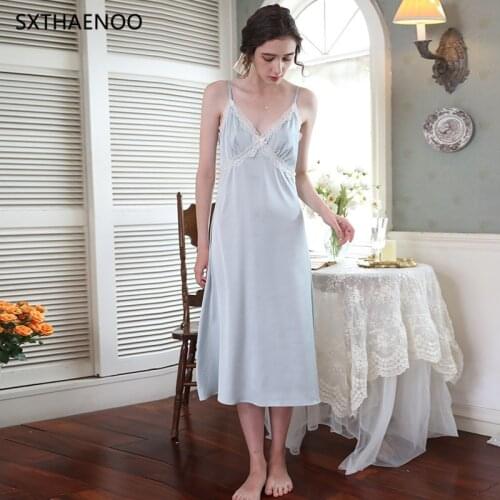 Женские шелковые ночные сорочки SXTHAENOO China At AliExpress