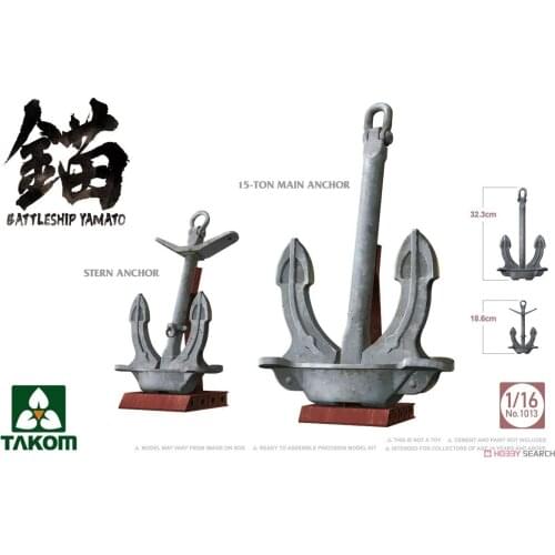 Takom 1013 1/16 Battleship Yamato Main Anchor and Sub-Anchor Set Plastic Model