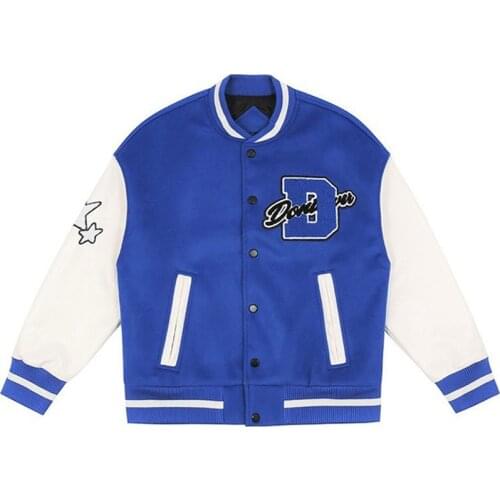 Hip Hop Vintage Varsity Baseball Jacket Men Furry Stars Letters Embroidery Patchwork Jackets Harajuku College Women Coats Unisex