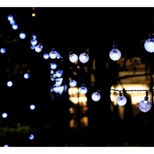 Solar Light String 20/30/100 Bulbs Waterproof LED Crystal Fairy Ball Light 8 Lighting Mode for Outdoor Home 5/6/12m Long J2Y