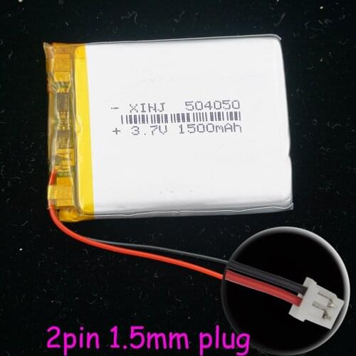 XINJ 3.7V 1500mAh Li Polymer Battery Li po Li ion cell 504050 2pin JST-PH 1.5mm plug For GPS Sat Nav DVC Camera pad MID PSP DVD