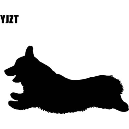 YJZT 15CM*8.1CM Corgi Dog Sprinting Vinyl Car Decal Sticker Black/Silver C10-00490