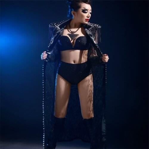 Z23 Women stage show wears jacket ballroom dance costumes singer performance dresses dj outfit sexy bodysuit party clothe disco