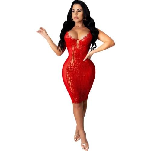 Cutubly Dress Fall Winter Sequins Lace Sexy Party New WomenS Dress Nightclub Sexy Sling Bodycon Dress