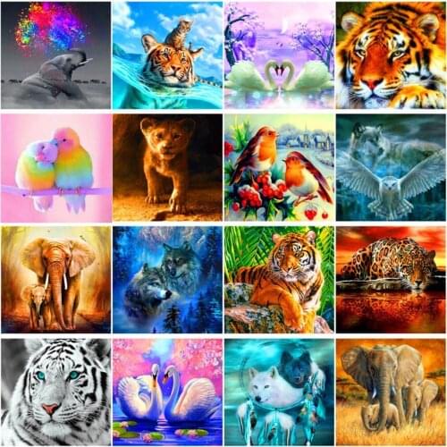 Animals Diamond Painting Full Round Mosaic Art Embroidery Rhinestones Draw Picture Puzzle Toys Kid Gifts Wall Decor Small Size