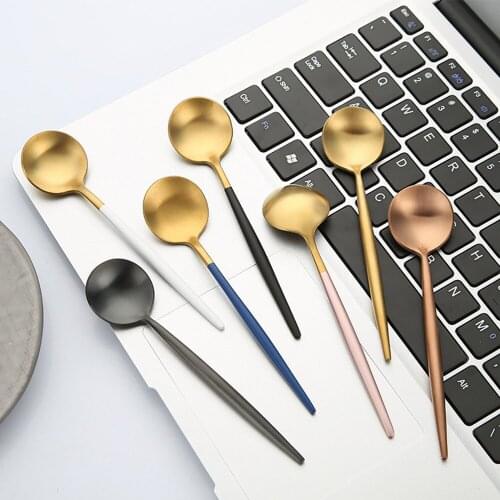 1 Pc Teaspoon Stainless Steel Dessert Cake Spoon Flatware Utensil Tableware Cutlery Restaurant Kitchen Coffee Cup Scoop Gadgets