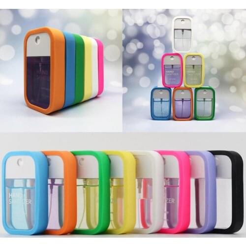 45ML Square Transparent Flat Spray Bottle With Silicone Case High Pressure Fine Mist Spray Bottle Random Color Outdoor Travel