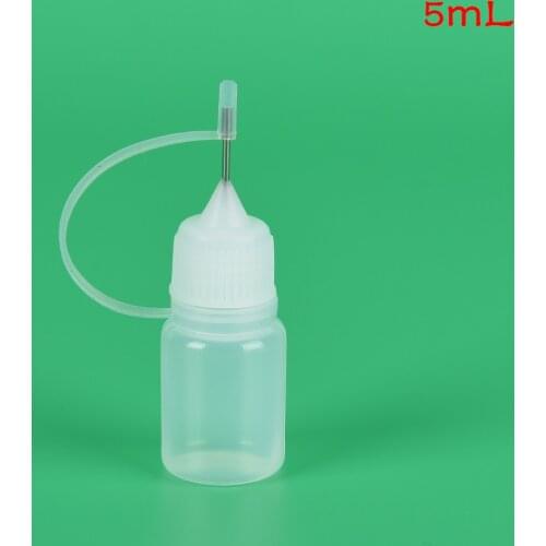 1pcs Empty Squeezable Bottle Needle Tip small 5ml Glue Applicator with Metal Needle Cap White Plastic Dropper Bottles