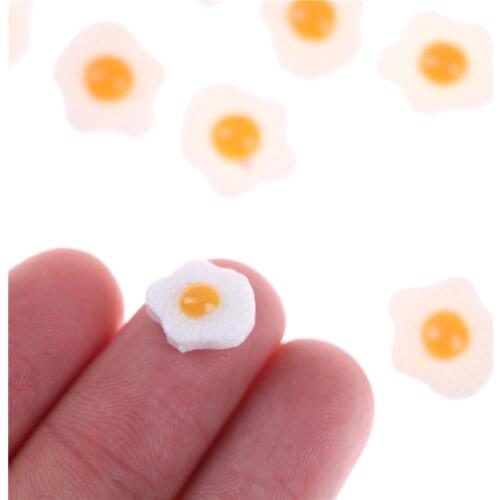 10PCS S L Diy Resin Fried Egg 1:12 White Egg Flatback Cabochons Dollhouse Miniature Food DIY Scrapbooking