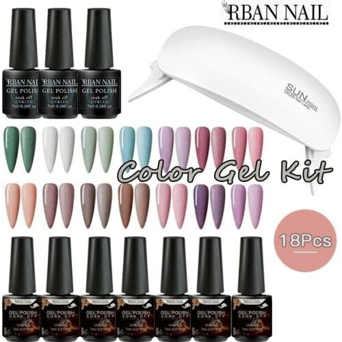 18PCS/set Color UV Gel Nail Polish Set UV Led Lamp Dryer Matte Top Base Coat Soak Off Kit Manicure Nail Art Gel Polish Kit
