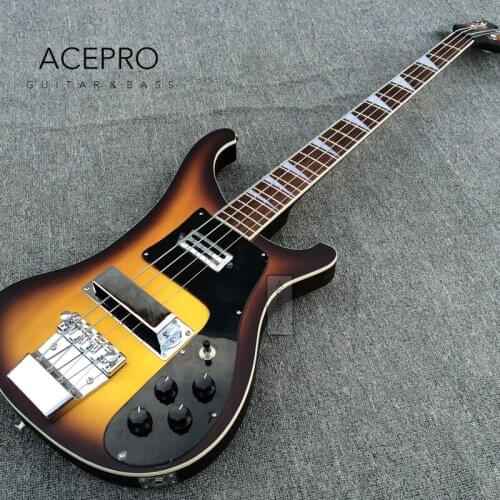 4003 Satin finish Vintage Sunburst Color Electric Bass guitar Chrome Hardware 22 Frets, 4 string Electric Bass, Black Pickguard