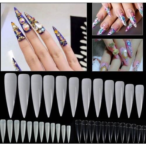 Shellhard 5 Bags/60pcs Clear Natural Nail Tips False Nail White Fake Acrylic Nail Tip DIY Art Tools