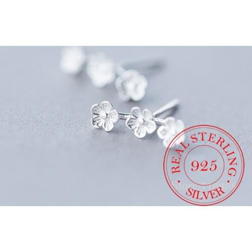 925 Sterling Silver Prevent Allergy Flower Stud Earrings for Women School Grils Kids Wedding Earrings Jewelry Gift