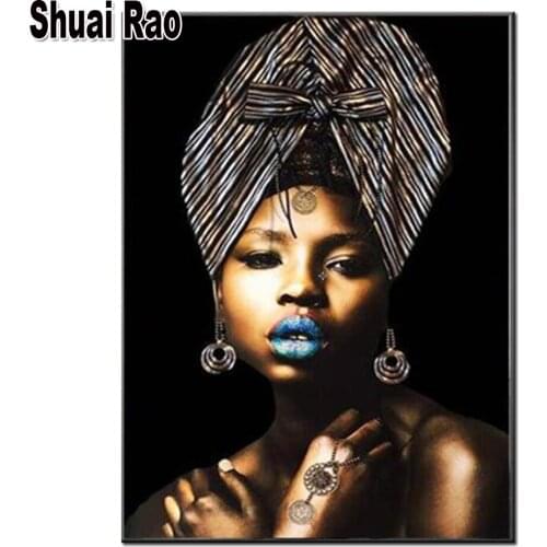 Full Drill Square Sexy Black Women Diamond embroidery Diamond Painting African Girl cross stitch diy Diamond mosaic handCrafts