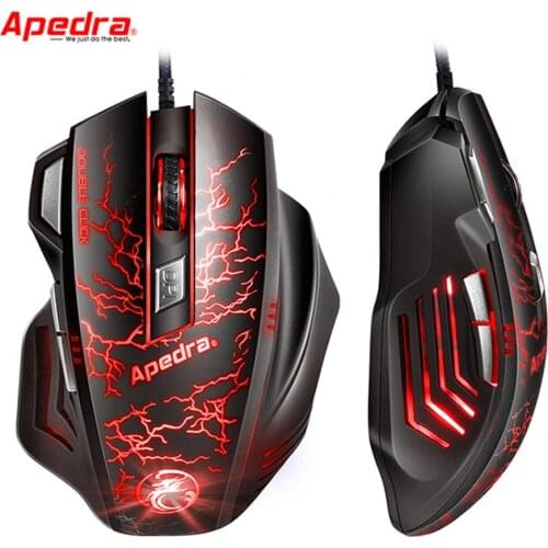 APedra A7 Gaming Mouse Macro Custom USB Computer Mouse 3200DPI 7 Buttons Ergonomic USB Optical Wired Game Mouse for PC Laptop