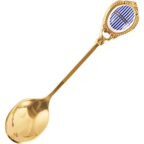 Floral Ceramic Stainless Steel Coffee Milk Dessert Ice Cream Tea Mixing Spoon Vintage Teaspoons Flowers Design Drink Tableware