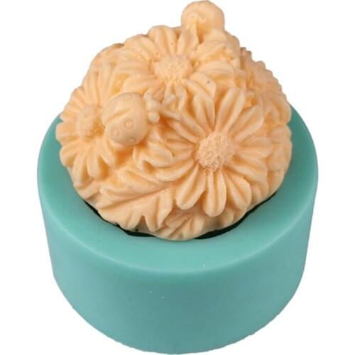Flower Fondant Molds, Rose Daisy Sunflower Silicone Gumpaste Molds for Cake Cupcake Topper Decoration Small Chocolate
